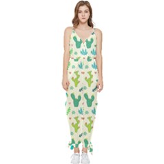 Cactus-succulents-floral-seamless-pattern Sleeveless Tie Ankle Chiffon Jumpsuit by Salman4z