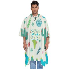 Cactus-succulents-floral-seamless-pattern Men s Hooded Rain Ponchos