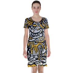 Crazy-abstract-doodle-social-doodle-drawing-style Short Sleeve Nightdress by Salman4z