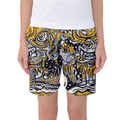 Crazy-abstract-doodle-social-doodle-drawing-style Women s Basketball Shorts by Salman4z