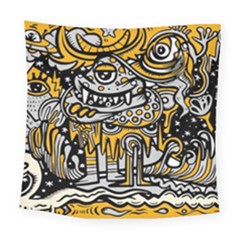 Crazy-abstract-doodle-social-doodle-drawing-style Square Tapestry (large) by Salman4z