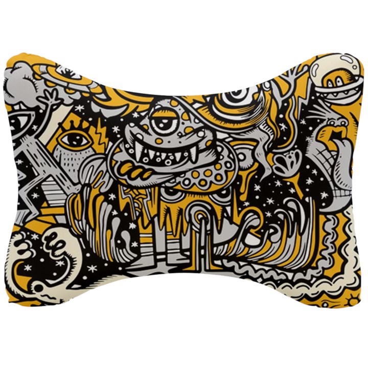 Crazy-abstract-doodle-social-doodle-drawing-style Seat Head Rest Cushion