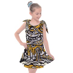 Crazy-abstract-doodle-social-doodle-drawing-style Kids  Tie Up Tunic Dress by Salman4z