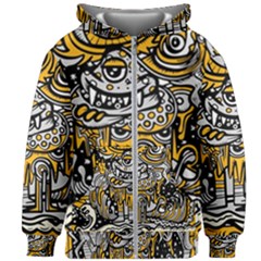 Crazy-abstract-doodle-social-doodle-drawing-style Kids  Zipper Hoodie Without Drawstring by Salman4z