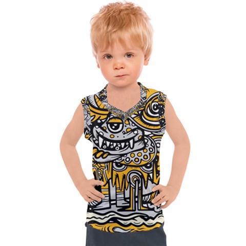 Crazy-abstract-doodle-social-doodle-drawing-style Kids  Sport Tank Top by Salman4z