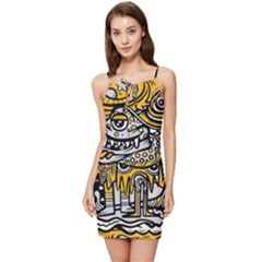 Crazy-abstract-doodle-social-doodle-drawing-style Summer Tie Front Dress by Salman4z