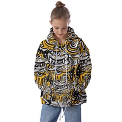 Crazy-abstract-doodle-social-doodle-drawing-style Kids  Oversized Hoodie by Salman4z