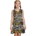 Crazy-abstract-doodle-social-doodle-drawing-style Kids  Sleeveless Tiered Mini Dress View1