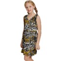 Crazy-abstract-doodle-social-doodle-drawing-style Kids  Sleeveless Tiered Mini Dress View2