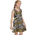 Crazy-abstract-doodle-social-doodle-drawing-style Kids  Sleeveless Tiered Mini Dress View3