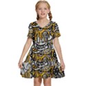 Crazy-abstract-doodle-social-doodle-drawing-style Kids  Short Sleeve Tiered Mini Dress View1