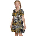 Crazy-abstract-doodle-social-doodle-drawing-style Kids  Short Sleeve Tiered Mini Dress View2