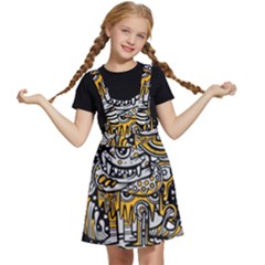 Crazy-abstract-doodle-social-doodle-drawing-style Kids  Apron Dress by Salman4z