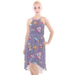 Outer-space-seamless-background High-low Halter Chiffon Dress  by Salman4z