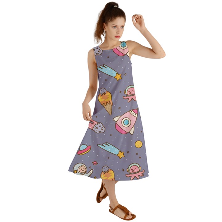 Outer-space-seamless-background Summer Maxi Dress