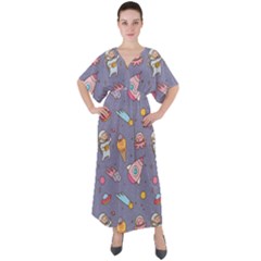 Outer-space-seamless-background V-neck Boho Style Maxi Dress by Salman4z