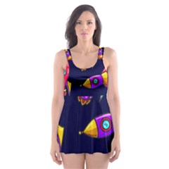 Space-patterns Skater Dress Swimsuit by Salman4z