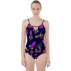 Space-patterns Cut Out Top Tankini Set by Salman4z