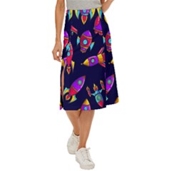 Space-patterns Midi Panel Skirt by Salman4z