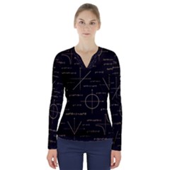 Abstract-math Pattern V-neck Long Sleeve Top by Salman4z