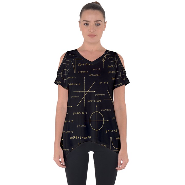 Abstract-math Pattern Cut Out Side Drop Tee