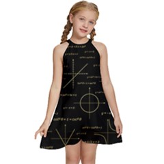 Abstract-math Pattern Kids  Halter Collar Waist Tie Chiffon Dress by Salman4z