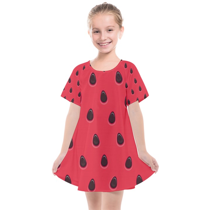 Seamless-watermelon-surface-texture Kids  Smock Dress