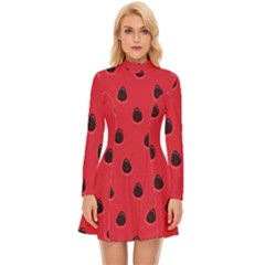 Seamless-watermelon-surface-texture Long Sleeve Velour Longline Dress by Salman4z