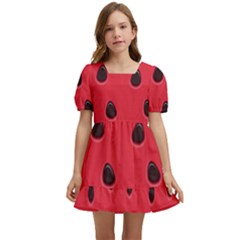 Seamless-watermelon-surface-texture Kids  Short Sleeve Dolly Dress by Salman4z