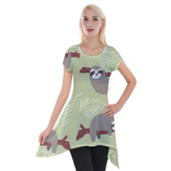 Sloths-pattern-design Short Sleeve Side Drop Tunic by Salman4z