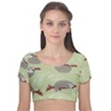 Sloths-pattern-design Velvet Short Sleeve Crop Top  View1