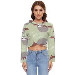 Sloths-pattern-design Women s Lightweight Cropped Hoodie by Salman4z