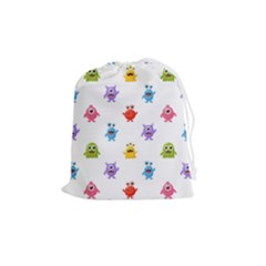 Seamless-pattern-cute-funny-monster-cartoon-isolated-white-background Drawstring Pouch (medium) by Salman4z