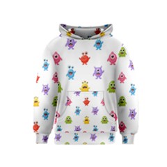 Seamless-pattern-cute-funny-monster-cartoon-isolated-white-background Kids  Pullover Hoodie by Salman4z