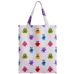 Seamless-pattern-cute-funny-monster-cartoon-isolated-white-background Zipper Classic Tote Bag by Salman4z