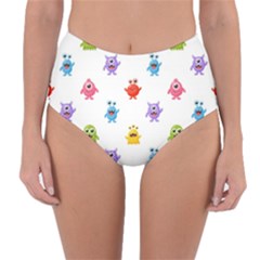 Seamless-pattern-cute-funny-monster-cartoon-isolated-white-background Reversible High-waist Bikini Bottoms by Salman4z