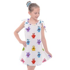 Seamless-pattern-cute-funny-monster-cartoon-isolated-white-background Kids  Tie Up Tunic Dress by Salman4z