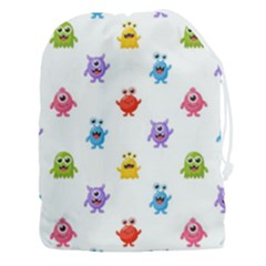 Seamless-pattern-cute-funny-monster-cartoon-isolated-white-background Drawstring Pouch (3xl) by Salman4z