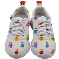 Seamless-pattern-cute-funny-monster-cartoon-isolated-white-background Kids Athletic Shoes by Salman4z