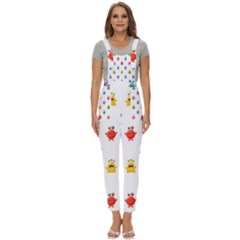 Seamless-pattern-cute-funny-monster-cartoon-isolated-white-background Women s Pinafore Overalls Jumpsuit by Salman4z