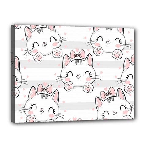 Cat-with-bow-pattern Canvas 16  X 12  (stretched) by Salman4z