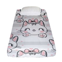 Cat-with-bow-pattern Fitted Sheet (single Size)