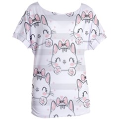 Cat-with-bow-pattern Women s Oversized Tee by Salman4z