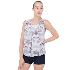 Cat-with-bow-pattern Bubble Hem Chiffon Tank Top by Salman4z