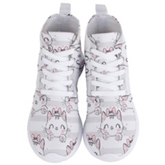 Cat-with-bow-pattern Women s Lightweight High Top Sneakers by Salman4z