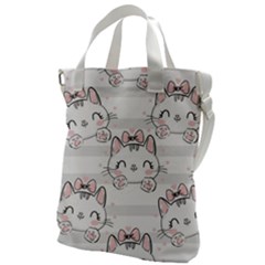 Cat-with-bow-pattern Canvas Messenger Bag by Salman4z