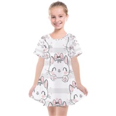 Cat-with-bow-pattern Kids  Smock Dress by Salman4z