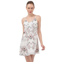 Cat-with-bow-pattern Summer Time Chiffon Dress by Salman4z