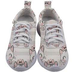 Cat-with-bow-pattern Kids Athletic Shoes by Salman4z