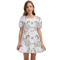 Cat-with-bow-pattern Kids  Short Sleeve Dolly Dress by Salman4z